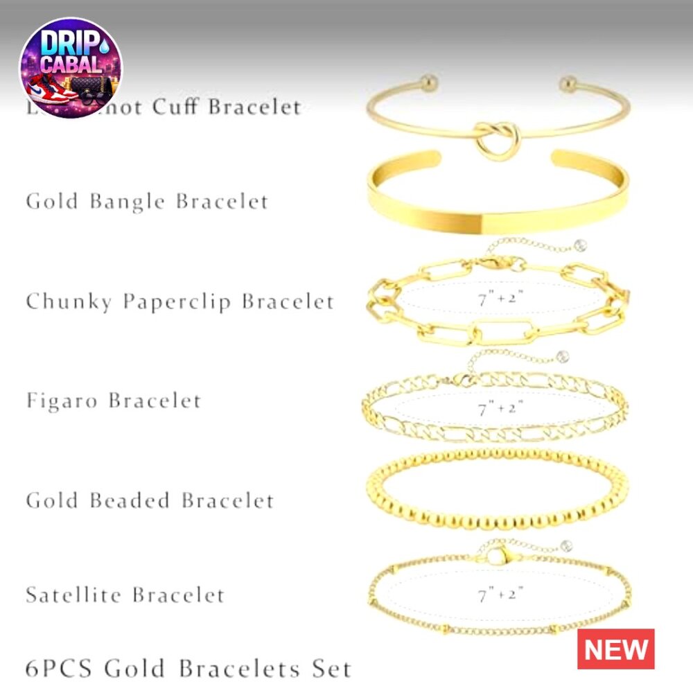 Gold Plated Bracelet Set Stackable Bangle Cuff La… - image 5